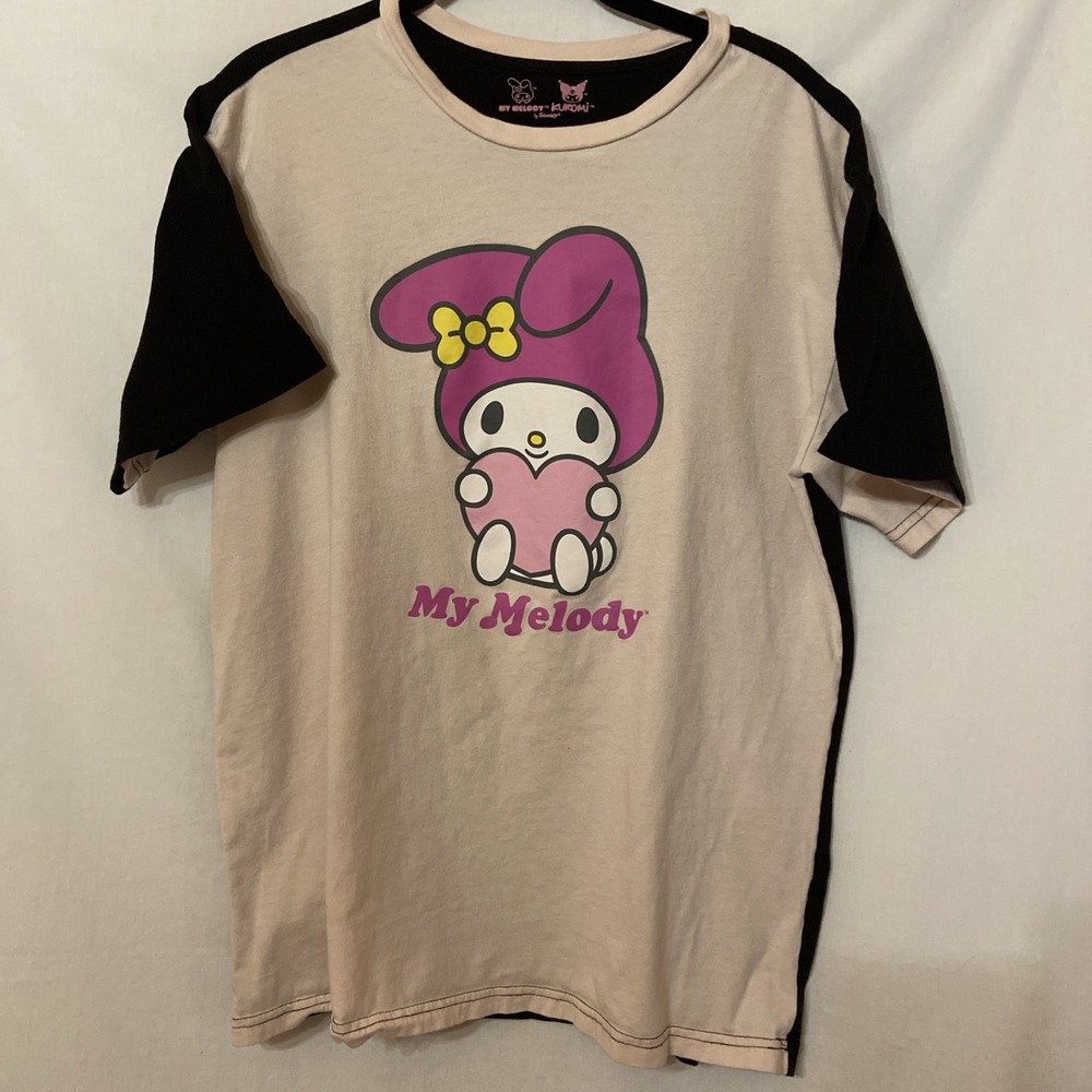 My Melody Kuromi T-shirt Sz Large Pink & Black Licensed Organic Cotton